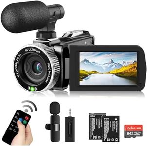 Video Camera Camcorder 4K 48MP 60FPS YouTube Camera with Wireless Lavalier Microphone for Vlogging, Ultra HD 3 Inch Screen 18X Digital Zoom Video Recorder Camera with 64GB SD Card, Remote Control