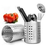 Pack of 2 Stainless Steel Kitchen Cutlery Holder Utensil Organizer Flatware Caddy Drainer, Cooking Utensil & Gadgets Holder, Kitchen Caddy Spoons & Forks Organizer (Stainless Steel Cutlery Holder)