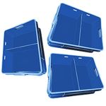 Xela Multipurpose Heavy Duty Blue Portable Plastic Crate | Organizer Stackable Shelf Basket for Large Storage Bin | Vegetable | Fruit | Fish | Milk - 42.5x37x17cm - Pack of 3