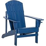 Outsunny Classic Adirondack Chair Muskoka Chair, Garden Deck Chair with Cup Holder for Patio, Indoor, Backyard, Navy Blue