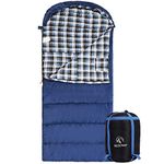 REDCAMP Cotton Flannel Sleeping Bag for Adults, XL 32F Comfortable, Envelope with Compression Sack Blue 2lbs(95"x35")