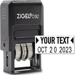 ZIGEL D50 Date Stamp with Your Custom Text - Self Inking Date Stamp - Black