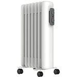 MYLEK Oil Filled Radiator - Electric Heater 1500W - Portable With Adjustable Thermostat & 3 Heat Settings - Tip-Over Protection, Thermal Safety Cut Out - Low Energy Efficient (1.5kW)