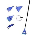 Nideen 5 in 1 Aquarium Cleaning Tools, Adjustable Fish Tank Cleaning Kit with Long Telescopic Handle Algae Scraper, Gravel Rake, Plant Fork, Fish Net, Sponge Brush