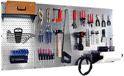 Wall Control 30-COS-400 GVB Pro-Grade Metal Pegboard Organizer Galvanized Tool Board Panels with Black Accessories