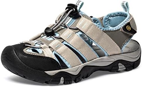 TSLA ATIKA Women Athletic Outdoor Sandal, Closed Toe Lightweight Walking Water Shoes, Summer Sport Hiking Sandals W247-GSB 7 W US