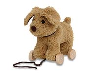 Little Bird Told Me - Dexter Dog Pull Along Toy with Removable Wheels, Golden Labrador Soft Cuddly Dog Toy for Toddlers and 1 Year Olds