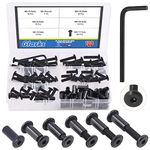 Glarks 121Pcs M6x16/ 20/25/ 30/ 35mm Black Hex Drive Socket Cap Bolts Kit, Allen Head Countsunk Furniture Crib Bolts Nuts Screws for Chair Table Cabinets