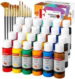 Fantastory Acrylic Paint Set 24 Classic Colors(2oz /60ml) with 12 Brushes, Good Coverage,Non-toxic,Non-fading, Waterproof, Acrylic Paint Kit for Artwork & DIY