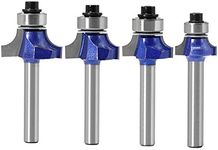 Yakamoz Industrial Grade 4Pcs 1/4 Inch Shank Round Over Router Bit Set Corner Rounding Edge Forming Roundover Beading Router Bits Woodworking Milling Cutter Tools 1/4" 3/16" 5/32" 1/8" Radius