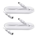 Security-01 2-Pack 2m Extension Cable, Plug 5.5mm x 2.1mm, DC 5V 6V 9V 12V 24V Power Adapter Extension Cord, for CCTV Camera, IR illuminator, Printer, LED Strip, White