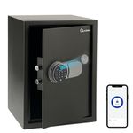 LAVNA Smart Safe Locker | 5 way access | Fingerprint, Mobile app, PIN, OTP & Key Access | 304 Grade SS bolts suitable for Jewellery, Cash, Document & other valuable of Home Office Tijori (Gross 58L)