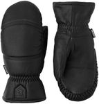 Hestra Unisex Leather Box Mitt, Leather Winter Ski Mittens for Alpine Skiing & Cold Winter Weather, Black, 10