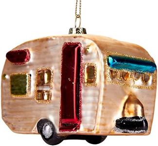 BRUBAKER - Suspension pour Sapin de Noël - Caravane/Roulotte - Boule en Verre Soufflé - Peinte à la Main - Drôle & Originale - Décoration Arbre de Noël - 11,3 cm