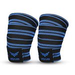 XTRIM Knee Support for Men - Knee Wraps - Knee Stabilizer - Unisex Knee Bands for Sports, Squats, and Heavy Lifting, Washable Fabric (2 Meters Long, Set of 2, Blue)