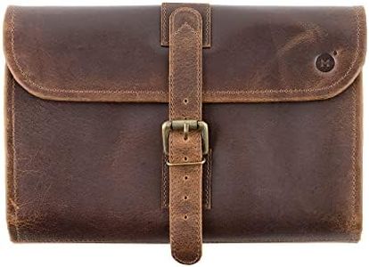 Moonster Leather Toiletry Bag for Men, Hanging Travel Dopp Kit Shower Bags Brown, 11" x 7", Rustic
