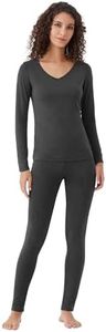 WiWi Thermal Underwear Set for Women Long Johns Sets Base Layer Pajama Thermals Warm Top & Bottom Bamboo Viscose Pjs S-XXL, Charcoal Heather, XX-Large