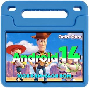 Android 14 Kids Tablet, 2025 Upgraded 10.1 Inch Tablets with Octa-core Processor, 6000mAh Battery, Kid Space, Parental Control,Pre-loaded Kids Apps, 2.4/5GHZ Dual WiFi, Protective Case Included - Blue