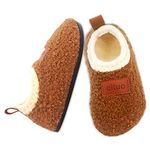 Dream Bridge Kids Sherpa Fleece Slippers with Anti-Slip Sole for Boys Girls Brown-New,9.5/10 UK Child