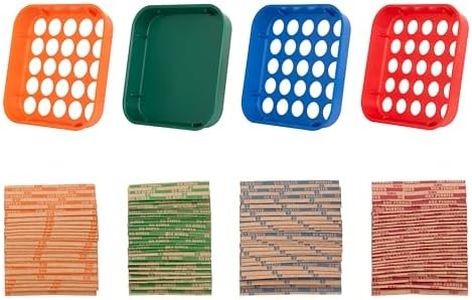 Coin Sorter Trays & Coin Wrappers - 4 Color Coded Coin Sorting Tray and 100 PCS Coin Wrappers Assorted