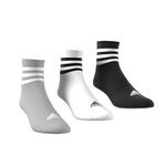 adidas Unisex 3 Stripes Ankle Socks, Medium Grey Heather/White/Black, L