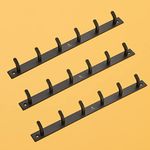 iSTAR Heavy 304 Stainless Steel 6 Pin Cloth Hook Rail Wall Mount Hanger Door Mounted Bathroom Cloth Hanger Wall Hook (Pack of 3, Black)