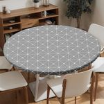 MHJY Round Tablecloth Fitted Elastic Table Cover Waterproof Table Cloth for Dinner, Party, Picnic,Camping, Round Table Cover for Indoor Outdoor,Grey,S (36"-44")