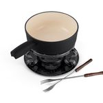 Swissmar Lugano Fondue Set 9-Piece, Cast Iron/Stainless Steel, Matt Black, 2L, Multi-Purpose Fondue Set for Cheese and Chocolate, Gift Boxed