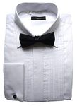 Clermont Direct 100% Cotton Pleated Dress Shirt Fold Down Collar (18.5") White