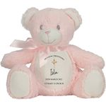 Personalised Christening Gift, Custom Baptism Gift, Teddy Bear Soft Toy Plush, Christening Gift For Girls, Baby Keepsake, Christening Present, Baptism Present, Pink