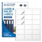 Spartan Industrial Printable Laser and Inkjet Labels - 2 1/2" X 1 9/16" Blank Label Stickers - 100 Sheets, 1800 Total Labels for Addresses, Barcodes, and Product Labeling