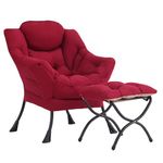 YOTATING Modern Lazy Chair with Ottoman, Accent Contemporary Lounge Chair Leisure Upholstered Sofa Chair Set with Armrests and a Side Pocket, Reading Chair for Living Room & Bedroom, Burgundy