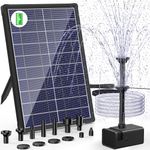 Biling Solar Water Pump with Battery Backup, 7.5W Solar Pond Fountain with 3600mAh Battery 10 Nozzles Solar Fountain with 5ft Tubing Water Features for Garden Ponds Pool Fish Tank Waterfall