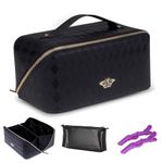 Travel Makeup Bag Cosmetic Bag Large Capacity Makeup Case Toiletry Bag for Women Portable Travel Makeup Organizer Bag for Girls Waterproof Leather Makeup Organizer Traveling with Handle and Divider