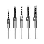 Square Hole Drill Bit Sets, 5Pcs Woodworking Square Mortising Chisel Hole Saw Drill Bit Set Hole Opening Drilling Tools 6.4mm / 8mm / 9.5mm / 12.7mm / 16mm