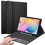 Fintie Keyboard Case for Samsung Galaxy Tab S6 Lite 10.4 Inch 2024/2022/2020, Soft TPU Back Cover with Built-in Trackpad Detachable Wireless Bluetooth Keyboard, Black