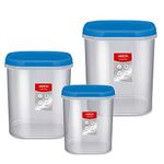 MILTON Quadra Storage Plastic Container - 8 Litre, 12 Litre, 14.25 Litre, Set Of 3, Blue