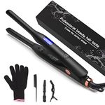 Mini Hair Straightener, Pencil Straightener for Short Hair, Beard and Pixies, Straight or Tight Curler, Adjustable Temperature, Small Flat Iron for Short Hair (Black)