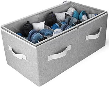 Moteph Shoe Organizer Closet Storage Solution with Clear Cover & Adjustable Dividers for Shoes, Handbags, Blankets, Linen, Clothing (Large - 24 Pairs, Grey)