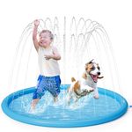 pecute Sprinkler Pad for Dogs & Kids-130cm, Thickened Dog Splash Mat Durable Children Water Play Toy Anti Slip, Inflatable Swimming Bathing Pool for Summer Outdoor Garden (Dia 51.2in)