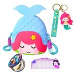 FunBlast Mermaid Sling Bag with Key Ring, Comb and Mirror – Silicone Mini Bag for Girls, Fancy Bag for Girls, Purse, Stylish Cross Body Bag with Adjustable Strap, Korean Bag for Girls (Blue)