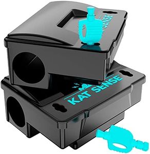 Kat Sense Rat Bait Station Traps, Reusable Humane Rodent Box Against Mice Chipmunks N Squirrels That Work, Smart Tamper Proof Cage House to Secure Bait Block and Pellets, Mouse Bait Station Outdoor