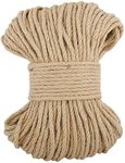 PetierWeit Natural Jute Twine Hemp Rope 164 Feet 6mm(1/4 Inch) Soft Durable Rope Without Nasty Chemical Smell Excellent for Ribbon Wrap and Other Crafts Accessory