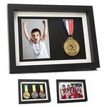 Iheipye Medal Display Shadow Box - 3 Medal Display case - Perfect Medal Display for Runners, Marathon, RECE Winner, Soccer, Football, Gymnastics & All Sports (Black, A4)