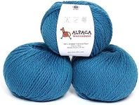 100% Highland Wool Yarn - Sourced Directly from Peru - Heavenly Soft and Perfect for Knitting and Crocheting (Worsted, Savoy Blue)