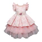 Hopscotch Girls Floral Embroide Party Dress in Pink Color for Ages (3-4 Years)