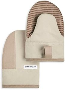 KitchenAid Beacon Two-Tone Non-Slip Mini Oven Mitt Set, Milkshake/Beige, 5.5"x8", 2 Piece