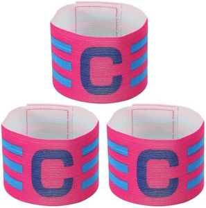 PATIKIL 12.2x2.5 Soccer Captain C Armband, 3 Pack Nylon Unisex Elastic Arm Badge Adjustable for Youth Adult Team Training, Red