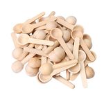 Bstinay 50PCS Solid Small Wooden Spoon 75X24MM Sugar Seasoning Salt Bamboo Spoons for Eating Ice-Cream Sugar Honey Coffee Teaspoon Kitchen Parts