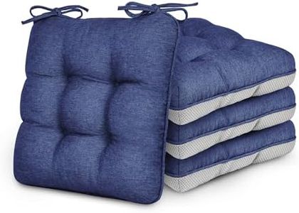 Love's cabin Memory Foam Chair Cushions Set of 4, Outdoor/Indoor Chair Pads for Dining Chairs 4 Pack, Seat Cushions for Kitchen, Dining Room, Office, Patio Chairs, 19"x19"x3.5" Navy